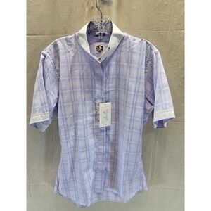 Royal Highness Equestrian Lilac Check Short Sleeve‎ Show Shirt Paisley Collar 40